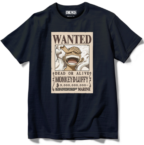 One Piece Luffy Wanted Poster Black T-Shirt
