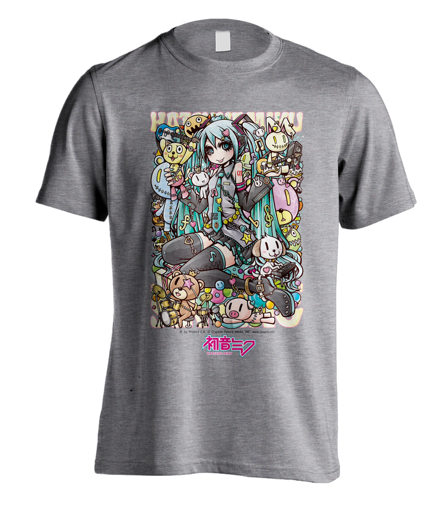 Hatsune Miku “Cute Animals” Grey T-Shirt