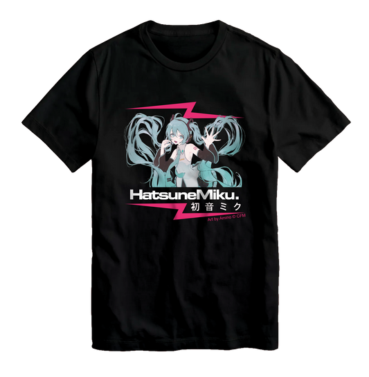 Hatsune Miku Electric Mike Black T-Shirt