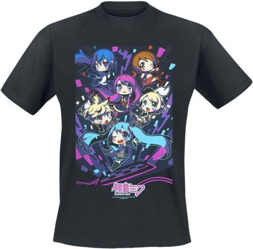 Hatsune Miku Kawaii Group Black T-Shirt
